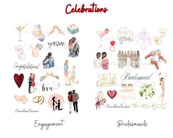 Celebrations, Sheet Stickers: Engagement & Bridesmaids; Celebrate, Romance, Wedding Party, Planner, Journal, Scrapbook