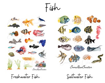 Pegatinas de láminas para peces de acuario; Mascotas, Acuáticos, Nadar, Peces, Filtro, Sustrato, Pasatiempo, Planificador, Diario, Agenda, Álbum de recortes, Manualidades