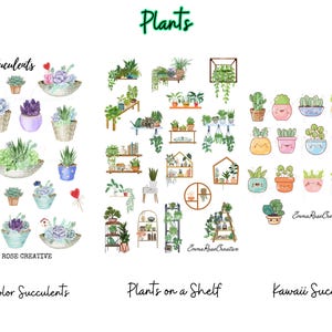 サボテンと多肉植物のシートステッカー - 緑、園芸、植物、サボテン、多肉植物、太陽、水、成長、アジェンダ、プランナー、ジャーナル、工芸品
