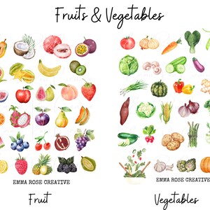 Fruits & Vegetables Sheet Stickers - Food, Produce, Apples, Oranges, Pineapple, Cucumbers, Tomatoes, Onions, Planner, Scrapbook, Journal
