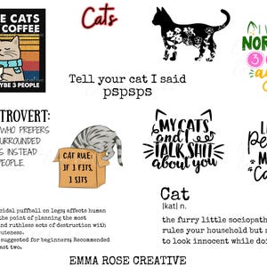 Cats: Die Cut Stickers & Magnets - Cat, Feline, Meow, Kitty, Furball, Cat Lady, Toe Beans, Sits, Coffee, Definition