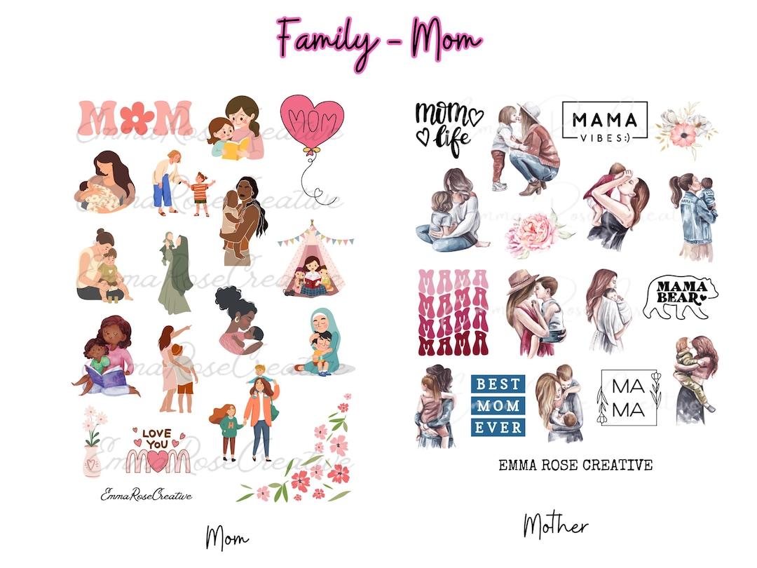 Mums Pdf Sticker Mother Sheet Stickers - Mom, Mama, Maternal, Best Friend, Mentor ...