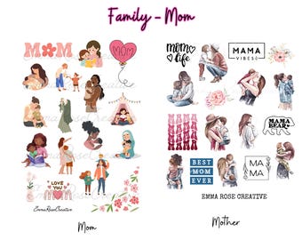 Mother Sheet Stickers - Mom, Mama, Maternal, Best Friend, Mentor, Teacher, Love, Agenda, Planner, Journal, Scrapbook, Crafts