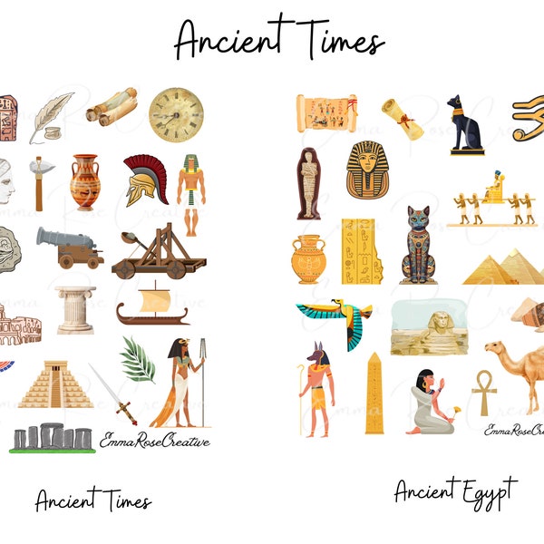 Ancient Times & Ancient Egypt; Sheet Stickers; Historical, Ancient, Landmarks,  Educational, Crafts, Journal, Scrapbook