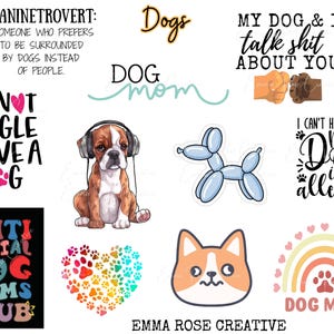Dogs - Die Cut Stickers & MAGNETS - Doggy, Canine, Woof, Dog, Puppy, Love, Mom, Caninetrovert, Club, Best Friend, Cuddles, Furbaby