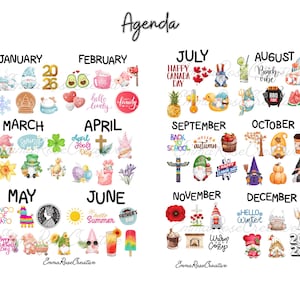 Agenda - 2026 Monthly Holidays Sheet Stickers - Planner, Journal, Calendar, Holiday, Celebrate, Birthday, Anniversary, American Holidays