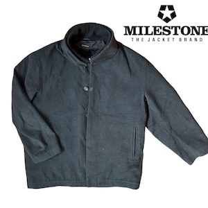 Milestone Wool Black Coat Jacket Wool and Cashmere Grey Color Size XL