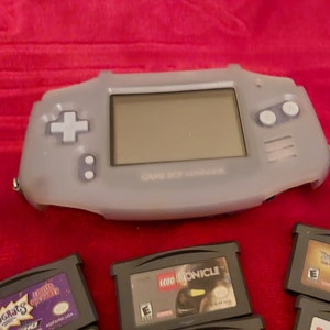 100% Authentic Nintendo Game Boy Advance Console System - Clear Glacier Plus 9 Games Tested Working
