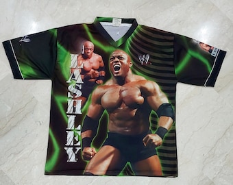 Rare t-shirt de lutte Bobby Lashley WWE en surimpression - vert et noir, taille L