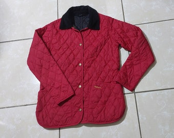 BARBOUR International Women's Classic Red Black Fitted Quilted