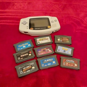 100% Authentic Nintendo Game Boy Advance Console System - White Color Plus 9 Games Tested Working