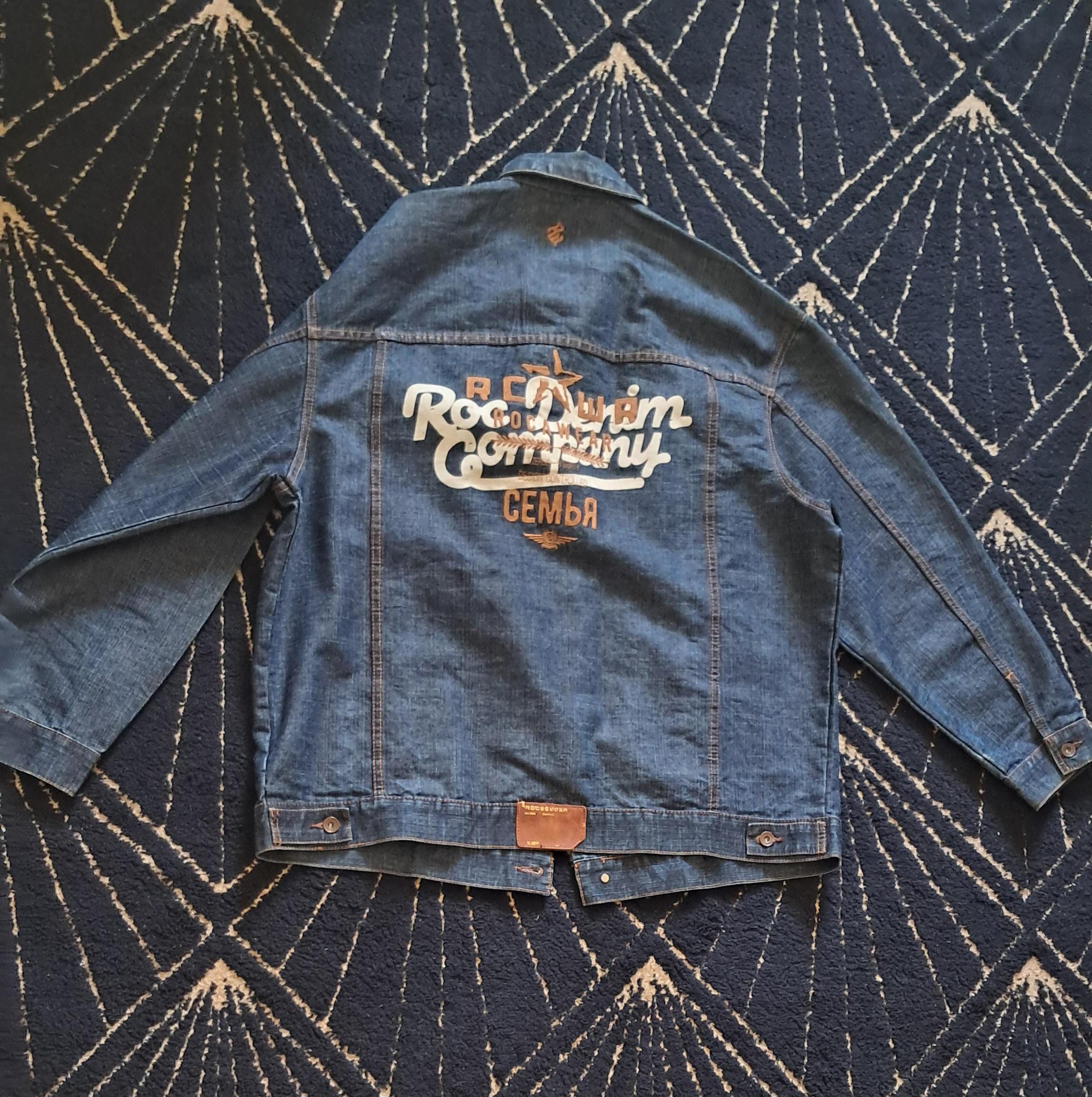 Vintage Rocawear Denim Jacket: Y2K Embroidered Hip Hop Streetwear