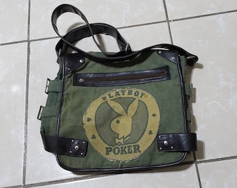 Vintage 90s Playboy Poker Denim Cross-Body Bag For Women&#39;s Big Size