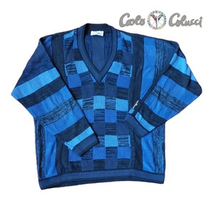 Vintage 90&#39;s Carlo Colucci Men&#39;s Sweater Blue Color Size L