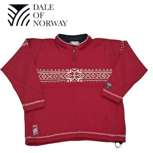 Vintage RED Dale of Norway Sweater - 100% Wool, Size L Classic Nordic Design