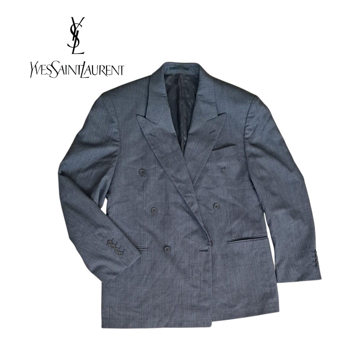 ヴィンテージ イヴ・サンローランのブレザー：グレーのチェック柄