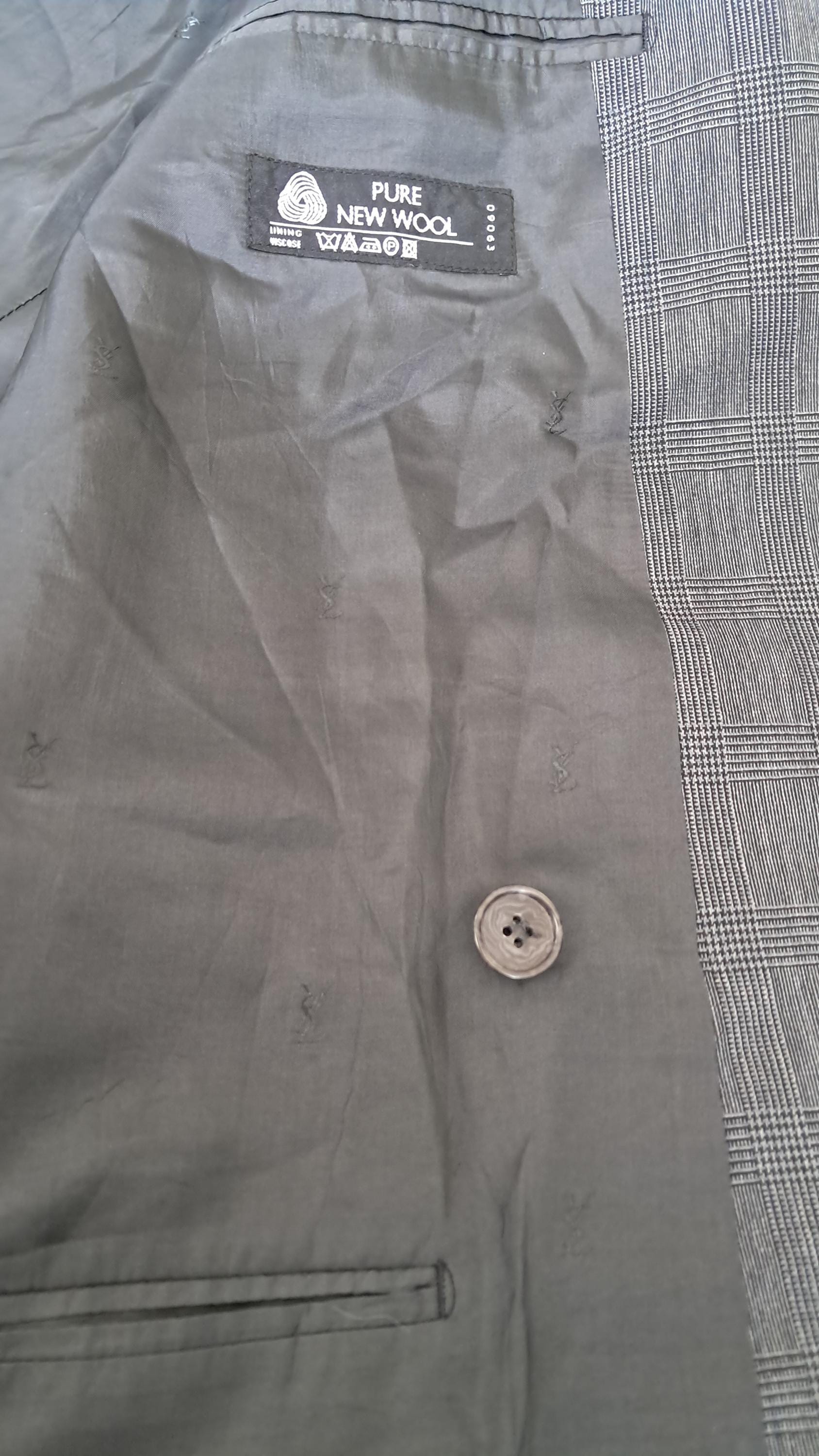 ヴィンテージ 美品イブサンローランダブルブレスト グレー チェック柄