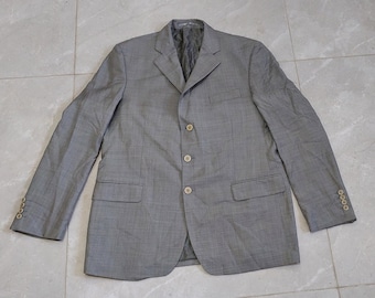 Vintage 90s Ermenegildo Zegna Soft Gray Plaid Silk Wool Blend