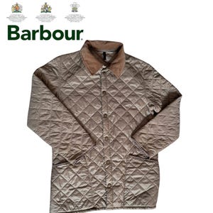 Vintage 90&#39;s Barbour Quilted Jacket Beige Color Windbreaker - size XL