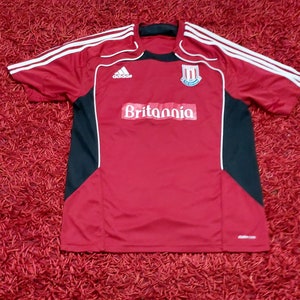 Vintage ADIDAS Stoke City Soccer Jersey Britannia Red Camiseta Size L