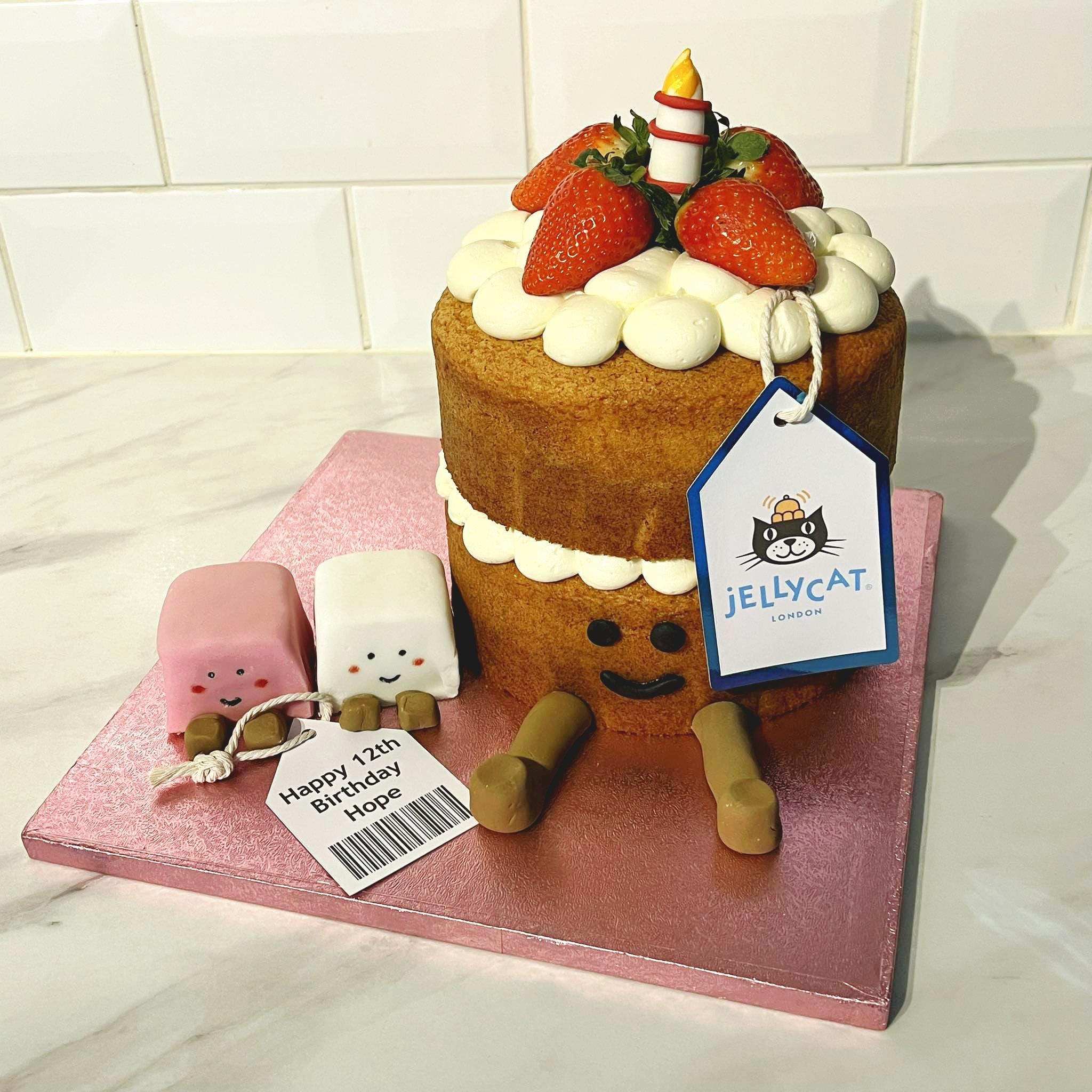 2x Jellycat Cake Topper | Name | Age | Barcode Gift Tag Birthday Party