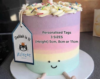 Cake Topper Tag | Name | Age | Tag Birthday Party Theme Decor | Jelly label | 3 SIZES AVAILABLE