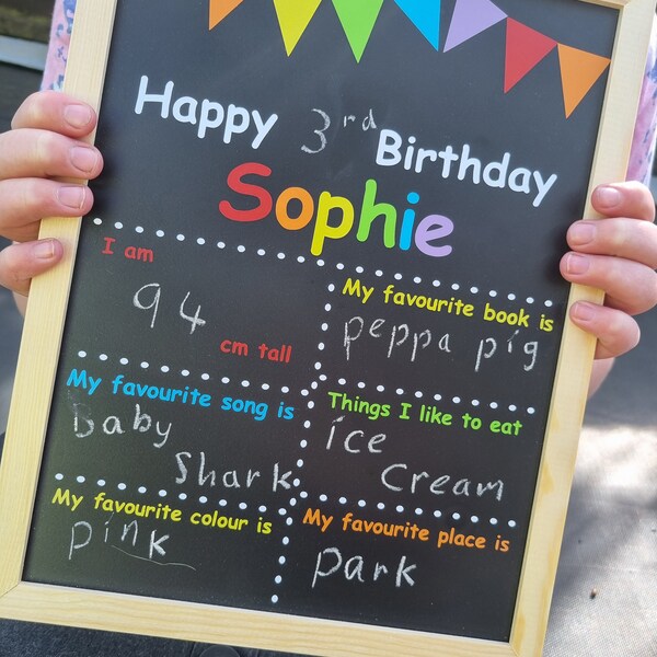 Children's Birthday Chalkboard Sign Personalised Photo Prop