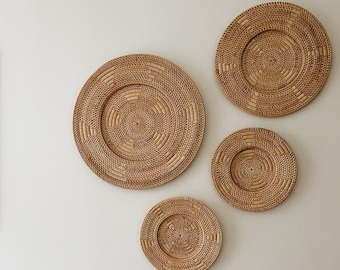 Lombok Rotondo da parete in rattan Decor Piatti naturali 30 cm, 40 cm, 50 cm, 60 cm, Boho Chic Appendiabiti da parete, Arredamento etnico, Rotondo Boho Rattan Wall Decor