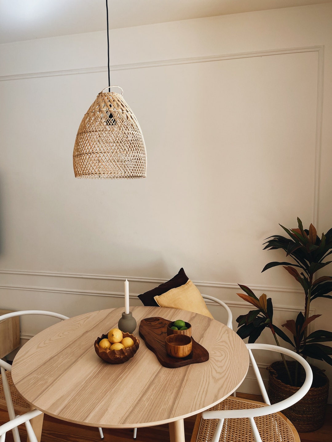 Lot De 3 Abat-jour En Rotin Tressé Main - Style Bohème Petit Modèle E27 - Pour Salon, Salle à Manger - 7