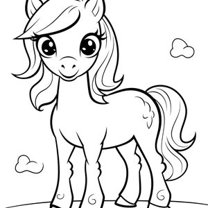 Libro para colorear infantil con imagen de caballo. Archivo de libro para colorear para niños de 100 piezas. Archivos y diseños de corte digital