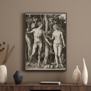 Adam and Eve Painting, Digital Wall Art, Religious, office ot living room decor