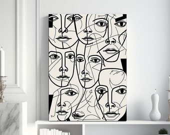 faces line drawing | line art | face line art | printable art | minimalist wall art | faces art print | printable | wall art | digital