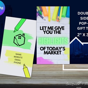 Market Highlights Highlighter PopBy Gift Tag Canva Custom Digital Instant Download Pop-By Real Estate Realtor Marketing Farm Pop By Template