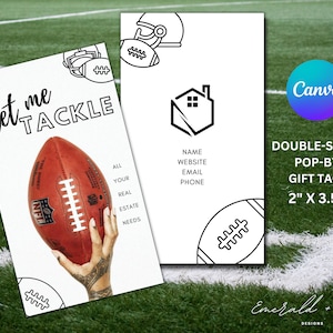 Tackle Football Super Bowl PopBy Gift Tag Canva Custom Digital Instant Download Pop-By Real Estate Realtor Marketing Farming Pop By Template