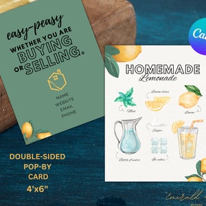 Homemade Lemonade PopBy Gift Tag Canva Custom Digital Instant Download Pop-By Real Estate Realtor Marketing Farming Pop By Template