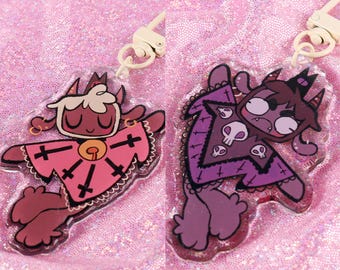 Cult of the Lamb Goat and Lamb Double sided charm COTL keychain