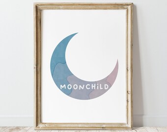 Impresión de niño de la luna, arte de pared imprimible, notas de amor para los pequeños, arte de la habitación de los niños, decoración de la guardería Boho, DESCARGA DIGITAL