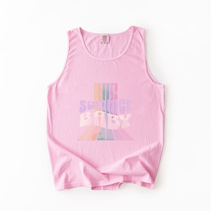 Zomer babyhemdje | Vintage minimalistisch comfort kleuren tanktop | Uniseks vervaagde pastelafbeelding | Shirt met esthetische retro-tekst | Zacht gewassen katoen