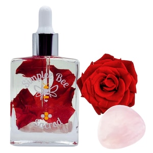 Natural Body Oil | Crystal Infused | Aromatherapy Botanical Oil for Glowing Skin & Self Love | For All Skin Type | Travel size Body Oil