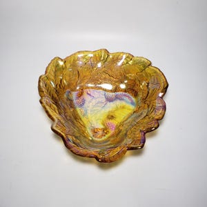 Vintage Indiana Glass Loganberry Iridescent Amber Carnival Glass Bowl
