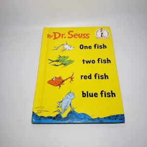 Dr. Suess - One Fish, Two Fish, Red Fish, Blue Fish, I Can Read It, Beginner Books, Children's Picture Book, Grolier Book Club Edition, 1988