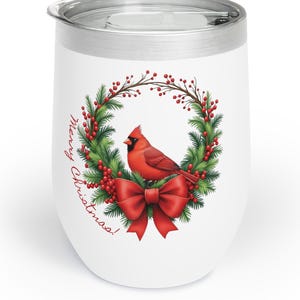 Festive Holiday Wine Tumbler: Stainless Steel, Vacuum Insulated
