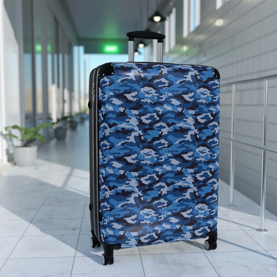Blue cheap camo luggage