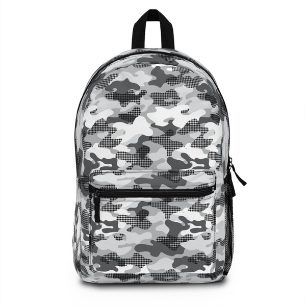 Grey and White Camouflage Backpack | Backpack Back to School | Camouflage Design | Backpack for Girls | Backpack for Boys | Cool Backpack