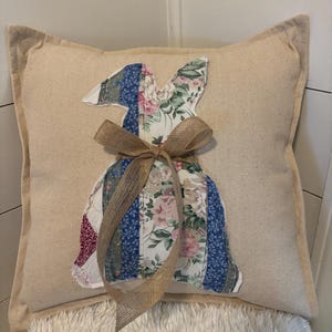 Farmhouse Easter bunny pillow cover drop cloth  handmade