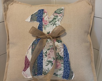 Farmhouse Easter bunny pillow cover drop cloth  handmade