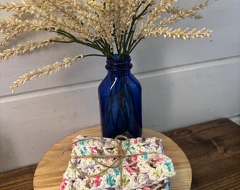 Handgehäkelte Baumwolle Geschirrtuch Set, bunte Bauernhaus Küche Lappen