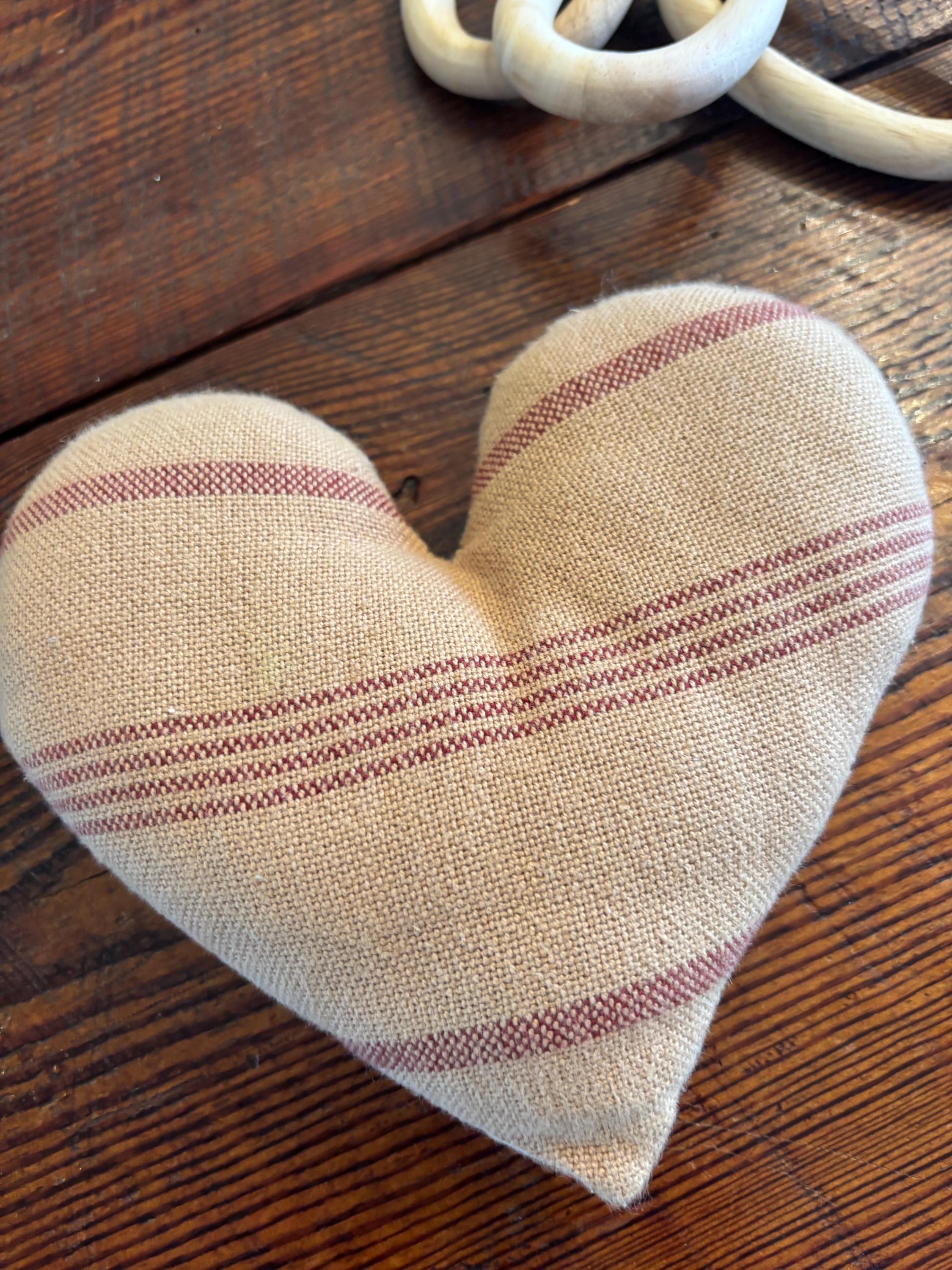 vintage burlap heart throw pillow