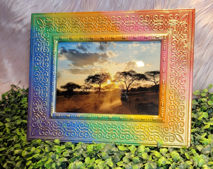 Rainbow & Gold Jr. Upcycled Picture Frame - Etsy