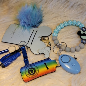 All-in-One Safety Keychain Set in Rainy Day Parade
